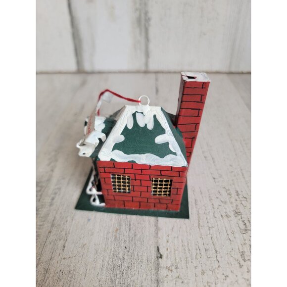 Santa's Workshop tin house building ornament Xmas - Picture 7 of 8